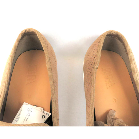 New ZARA Men's Sz 10 EU 43 Brown Tan Perforated Suede Leather Sport Loafers - Picture 6 of 11